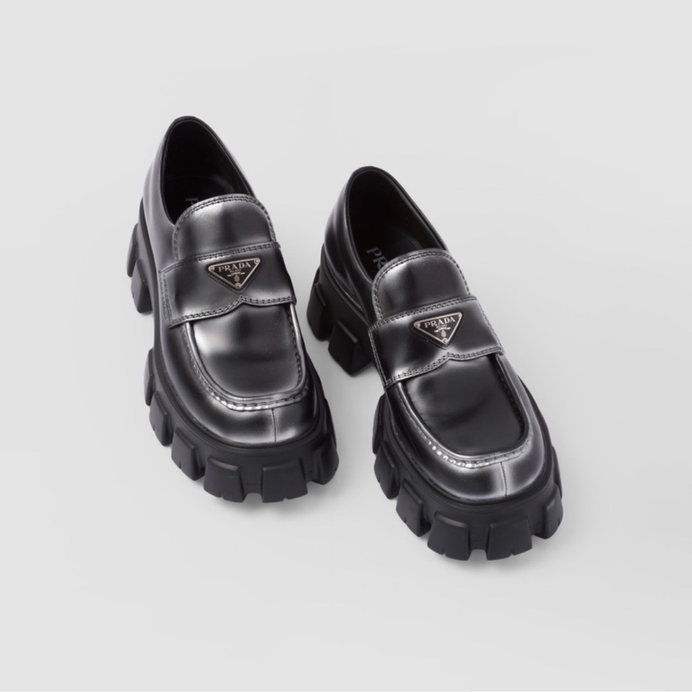 Prada Monolith  Leather Loafers